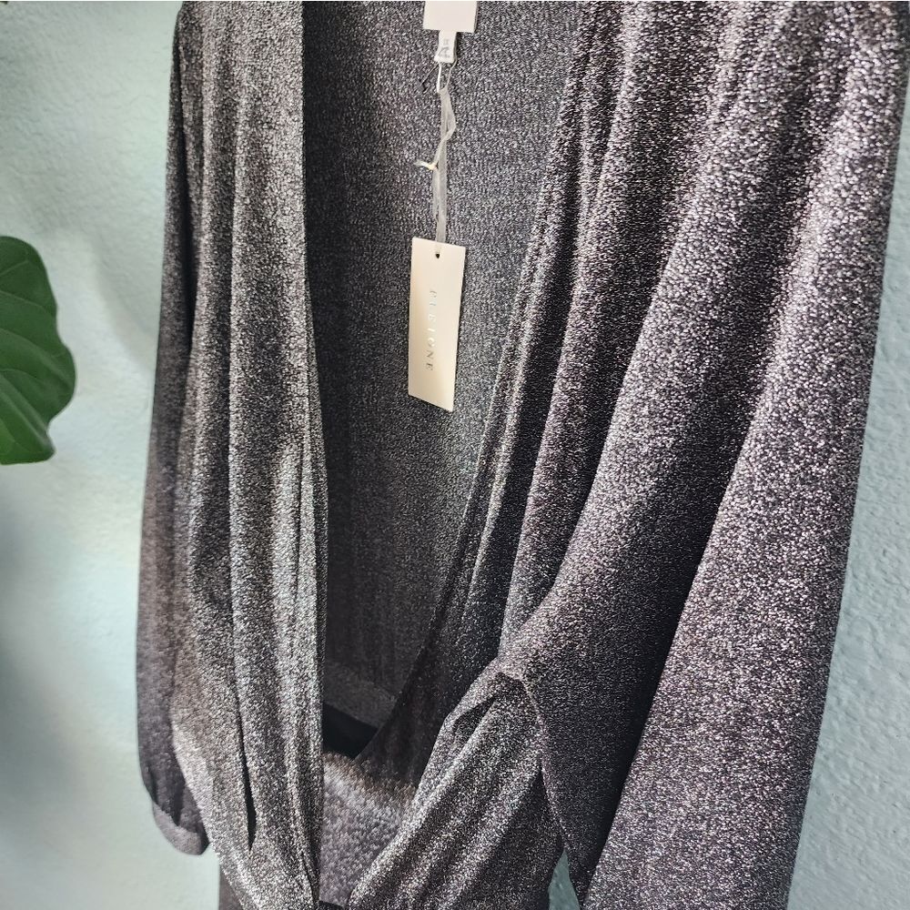 PLEIONE Metallic faux wrap midi dress - Picture 9 of 16
